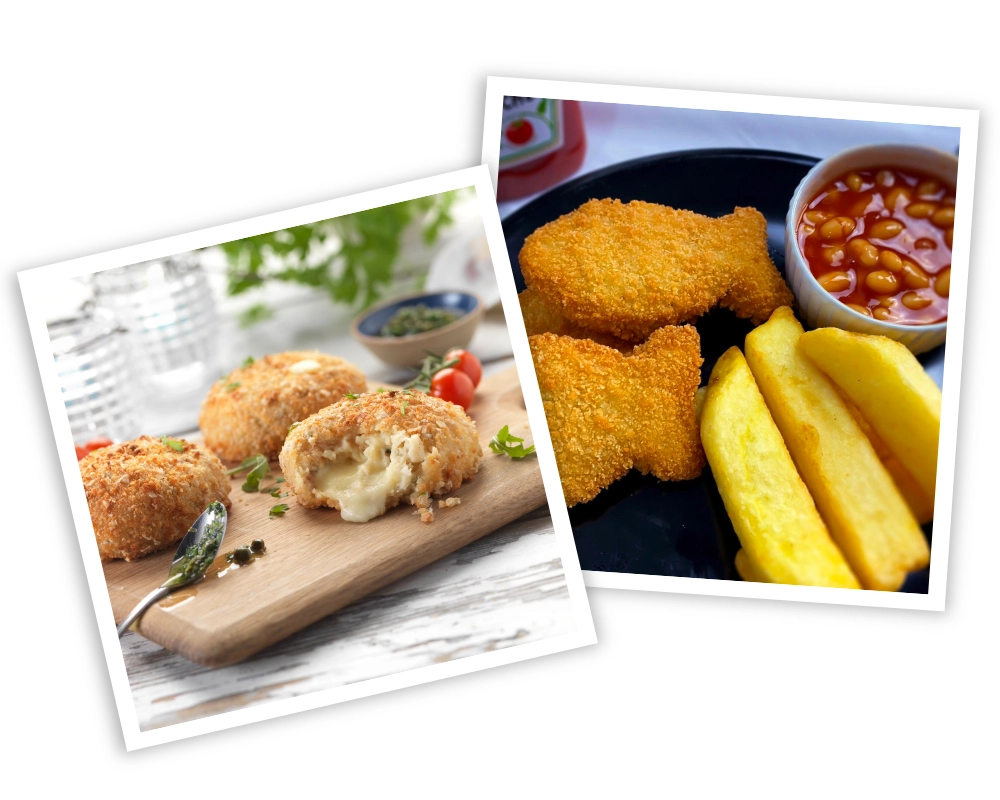 A montage of fishcakes products.